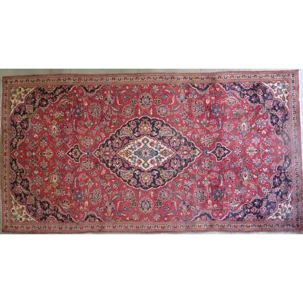 One Of The Kind Hand-Knotted Persian Wool Rug _ Luxurious Vintage Design, 10'2" x 7'10", Artisan Crafted